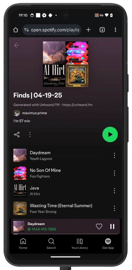 Listen on Spotify Screenshot